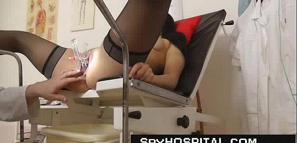  Vaginal douche and pussy exam caught with doctor spy cam